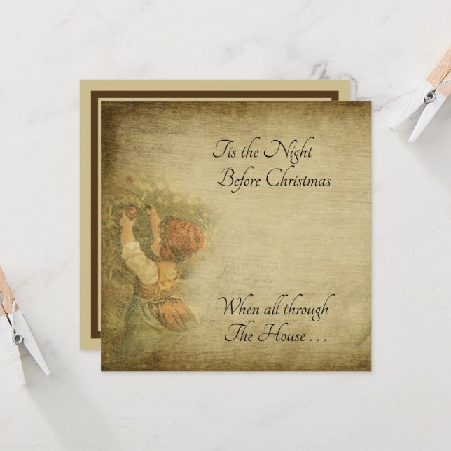 Distressed Vintage Tis the Night Before Christmas Card (Front/Back In Situ)