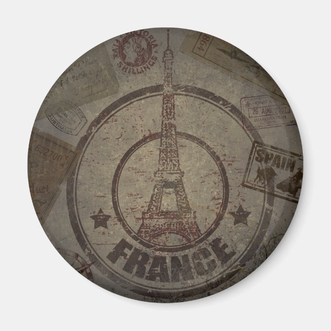 Distressed Vintage Travel Magnet (Front)