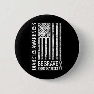 Distressed Vintage Usa Flag Diabetes Awareness 6 Cm Round Badge