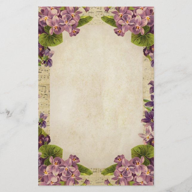 Distressed Violets and Music Stationery (Front)