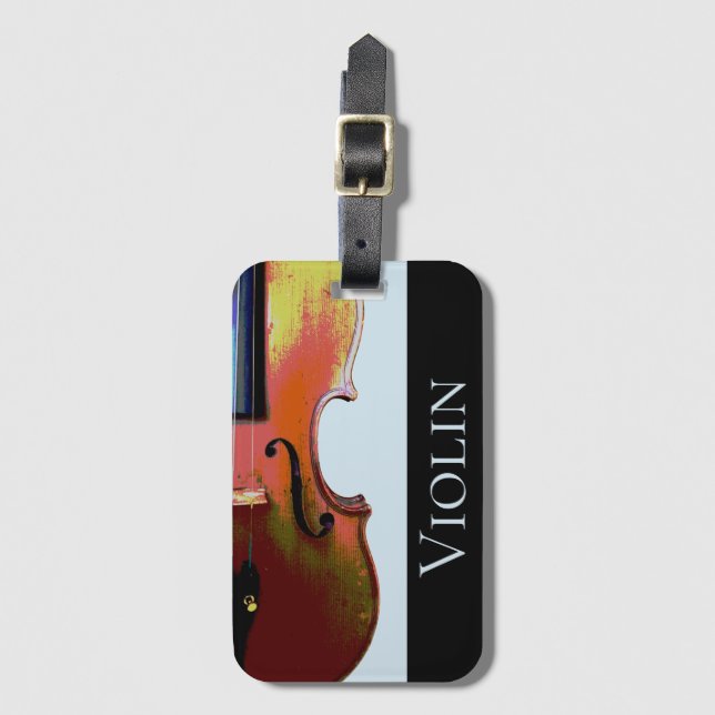 Distressed Violin Luggage Tag (Front Vertical)