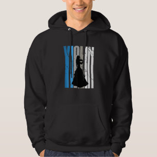 Distressed Violin Player Retro Female Words Text R Hoodie