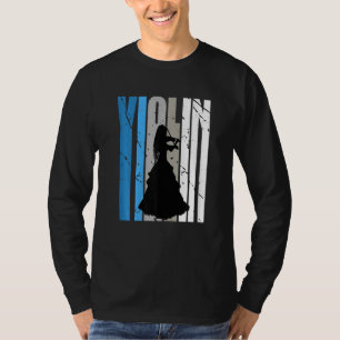 Distressed Violin Player Retro Female Words Text R T-Shirt