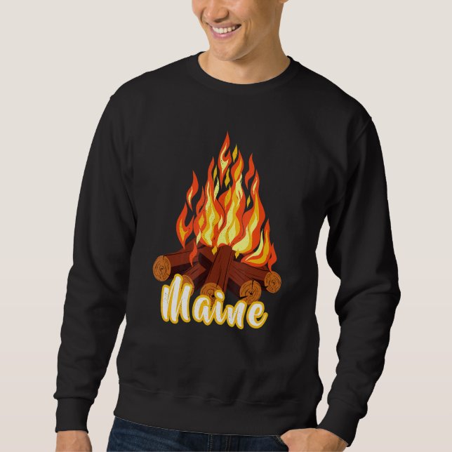 Distressed Visit Maine Vacation Camping Camp Bon F Sweatshirt (Front)