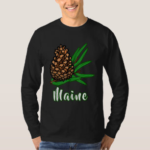 Distressed Visit Maine Vacation Pinecone Pine Tree T-Shirt