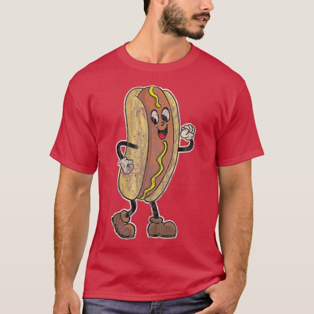 Distressed Walking Drive In Movie Hot Dog T-Shirt (Front)