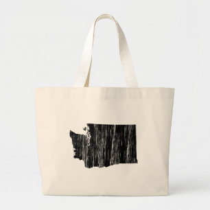 Distressed Washington State Outline Large Tote Bag