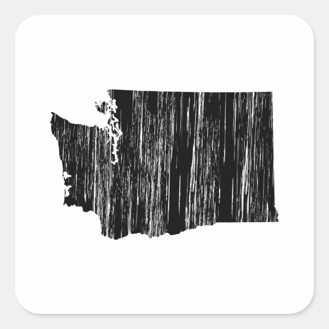 Distressed Washington State Outline Square Sticker (Front)