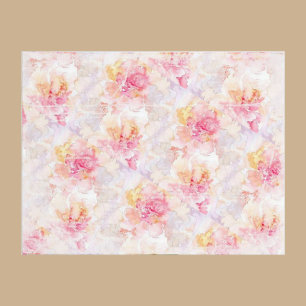 Distressed Watercolor Floral Scrapbook Paper