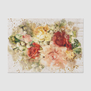 Distressed Watercolor Roses Tissue Paper