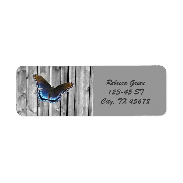 Distressed Weathered Wood farmhouse Blue butterfly (Front)