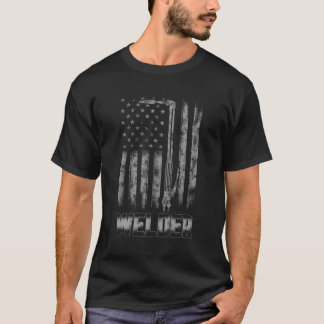 Distressed Welder American Flag Usa Patriotic Weld T-Shirt