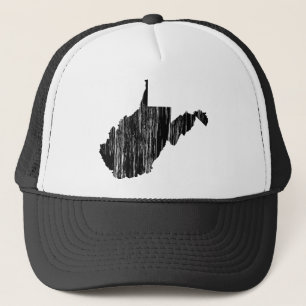 Distressed West Virginia State Outline Trucker Hat