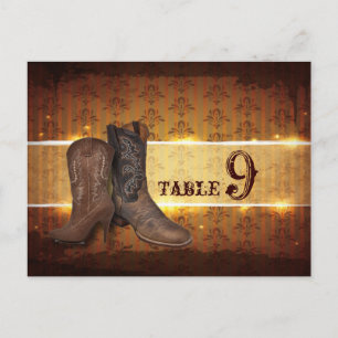 distressed western country wedding table numbers postcard