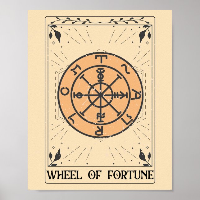 Distressed Wheel of Fortune major arcana tarot Poster (Front)