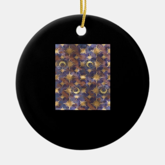 Distressed Whimsigoth Wallpaper Ceramic Tree Decoration (Front)