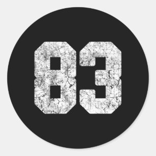 Distressed White Number 83 Jersey Player Uniform Classic Round Sticker