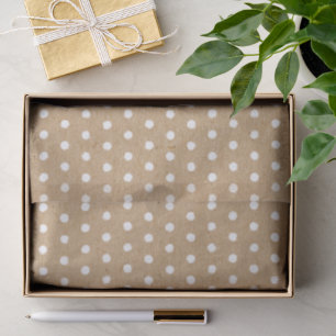 Distressed White Polkadots on Faux Brown Kraft Tissue Paper