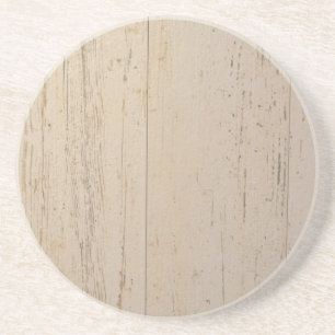 Distressed White Washed Textured Wood Grain Coaster