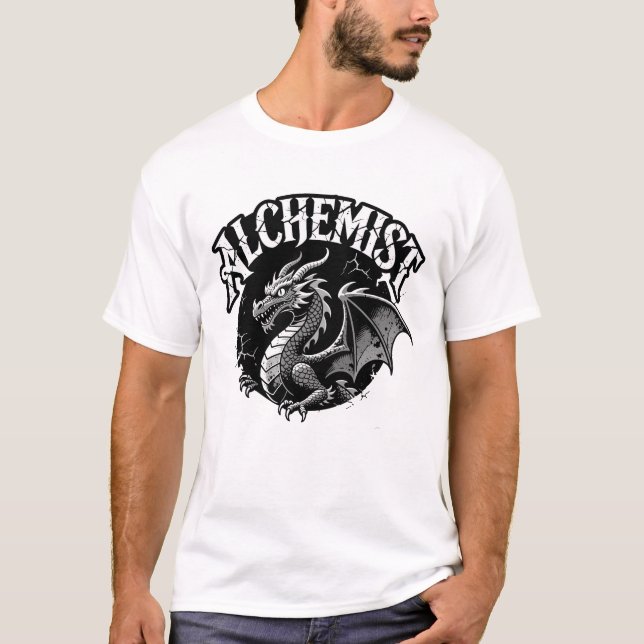 Distressed Winged Serpent Alchemist Graphic T-Shirt (Front)