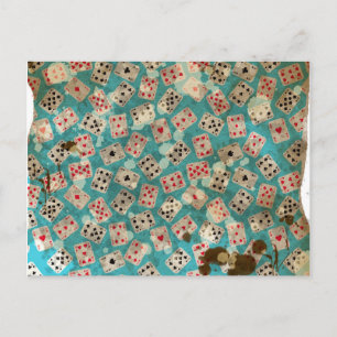 Distressed Wonderland Alice Pattern Postcard