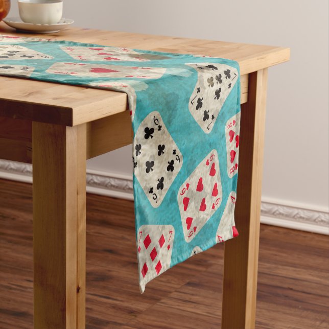 Distressed Wonderland Alice Pattern Short Table Runner (In Situ)