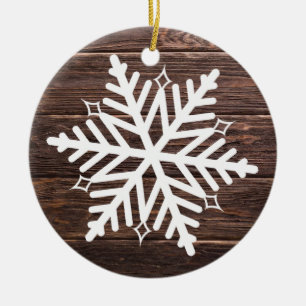 Distressed Wood Country Style Farmhouse Christmas Ceramic Tree Decoration