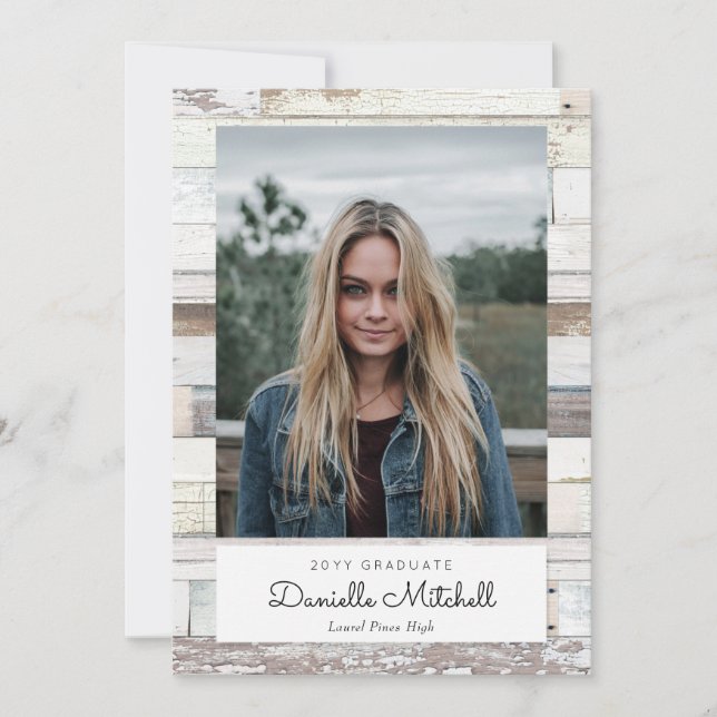 Distressed Wood Grad Photo Announcement (Front)