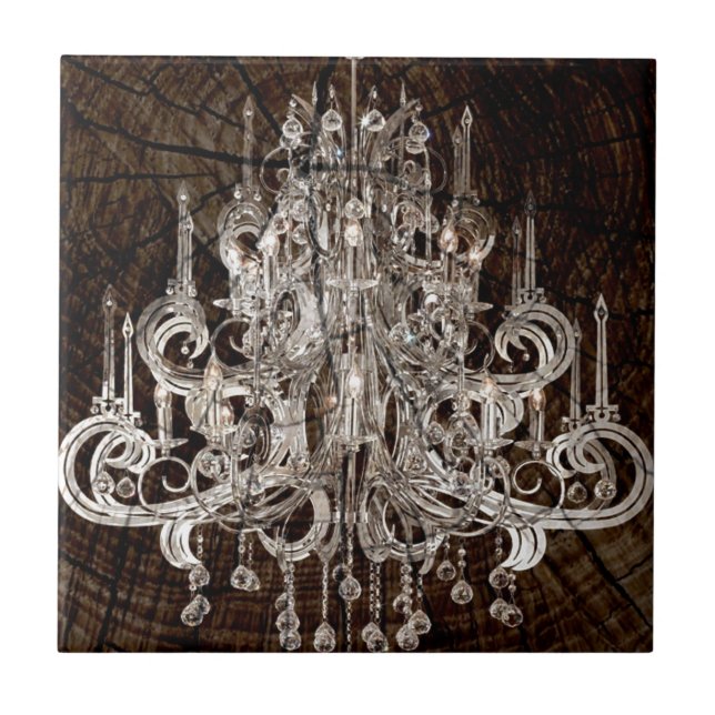 Distressed Wood Grain Primitive country Chandelier Tile (Front)