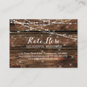 Distressed Wood Lights Business Card Wedding