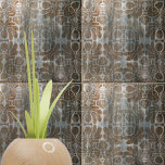 Distressed Wood Replica Brown Damask Ornate  Tile<br><div class="desc">Experience the charm of distressed wood in the form of a captivating ceramic masterpiece. This tile beautifully blends the rustic allure of weathered wood with the intricate elegance of a brown damask pattern,  creating a truly unique and stunning design.</div>