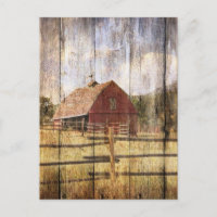 Distressed Wood Rustic Western Country Red Barn