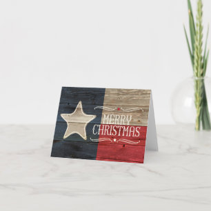 Distressed Wood Texas Flag Christmas Card