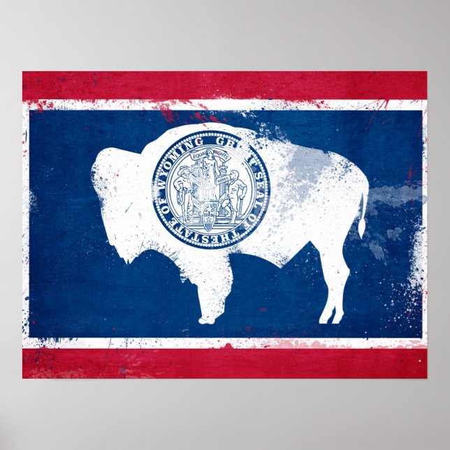 Distressed Wyoming State Flag Poster (Front)