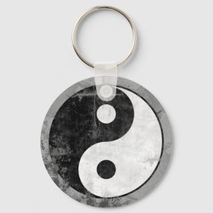 Distressed Yin Yang Symbol Keychain