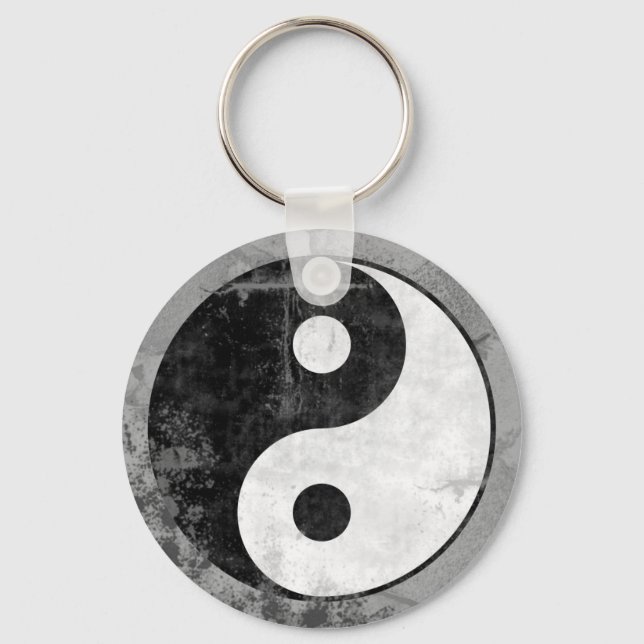 Distressed Yin Yang Symbol Keychain (Front)