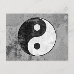 Distressed Yin Yang Symbol Postcard