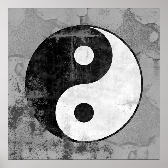 Distressed Yin Yang Symbol Poster (Front)