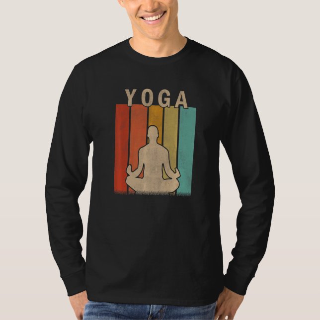 Distressed Yoga  Men Women Cute Yoga Retro T-Shirt (Front)