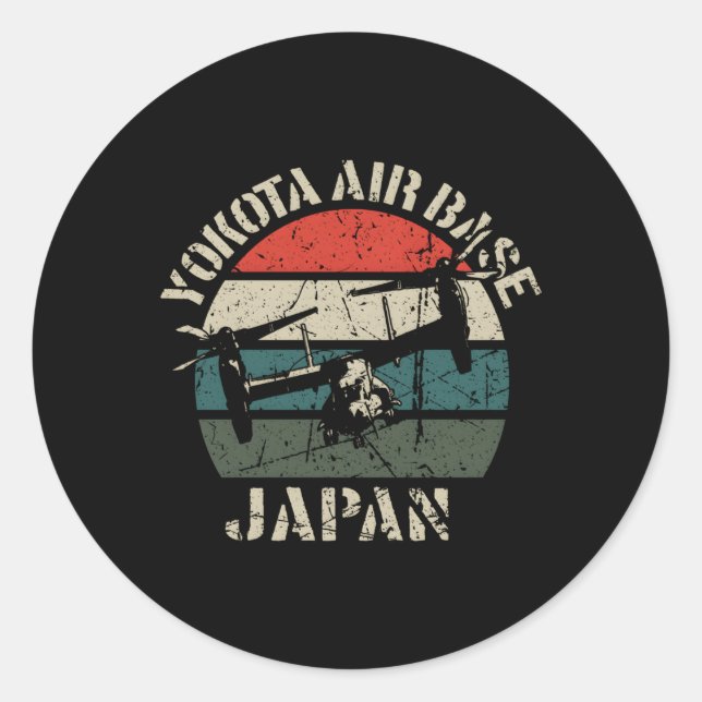 Distressed Yokota Air Base Osprey Tokyo Japan Classic Round Sticker (Front)