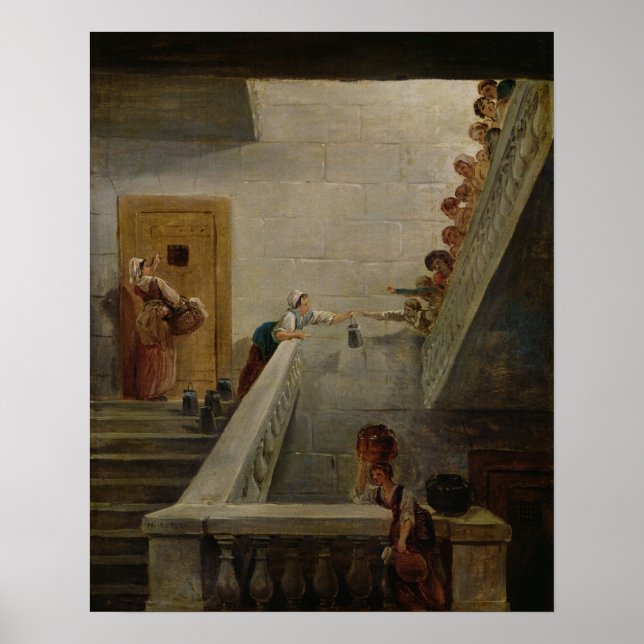 Distributing Milk at St. Lazare Prison, 1794 Poster (Front)