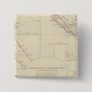 Distribution of earth movement in California 15 Cm Square Badge