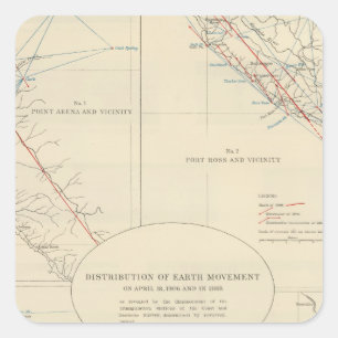 Distribution of earth movement in California Square Sticker
