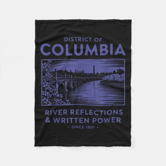 District Of Columbia River Reflections &amp; Writt Fleece Blanket (Front)