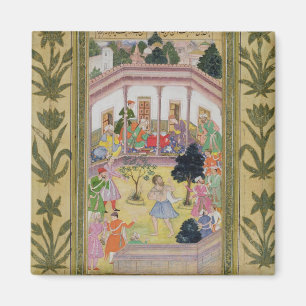 Disturbance by a madman at a social gathering, fro magnet