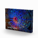 Disturbance Photo Block<br><div class="desc">A multi-colour (pink,  blue,  purple),  sci-fi fractal image on a starfield background. A disturbance in the space-time continuum. Shields up! Customise by adding your own text.</div>