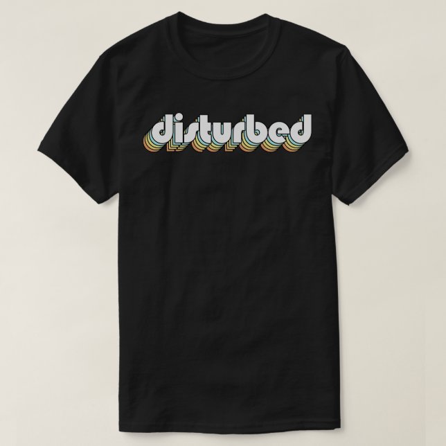 Disturbed Retro Rainbow Typography Faded Style T-Shirt (Design Front)