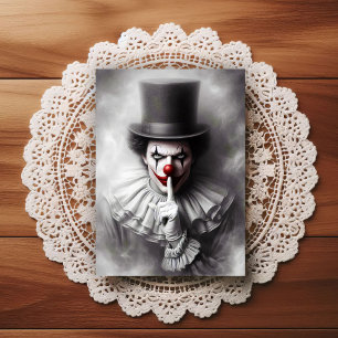 Disturbed Vintage Clown With a Sinister Smile Postcard