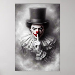 Disturbed Vintage Clown With a Sinister Smile Poster