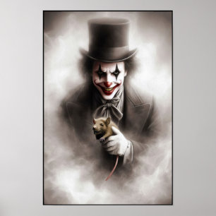 Disturbed Vintage Clown With a Sinister Smile Poster
